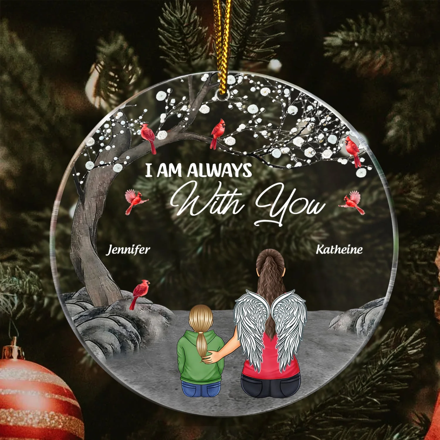 I'm Always With You - Sympathy Christmas Gift For Family - Personalized Circle Acrylic Ornament - Image 3