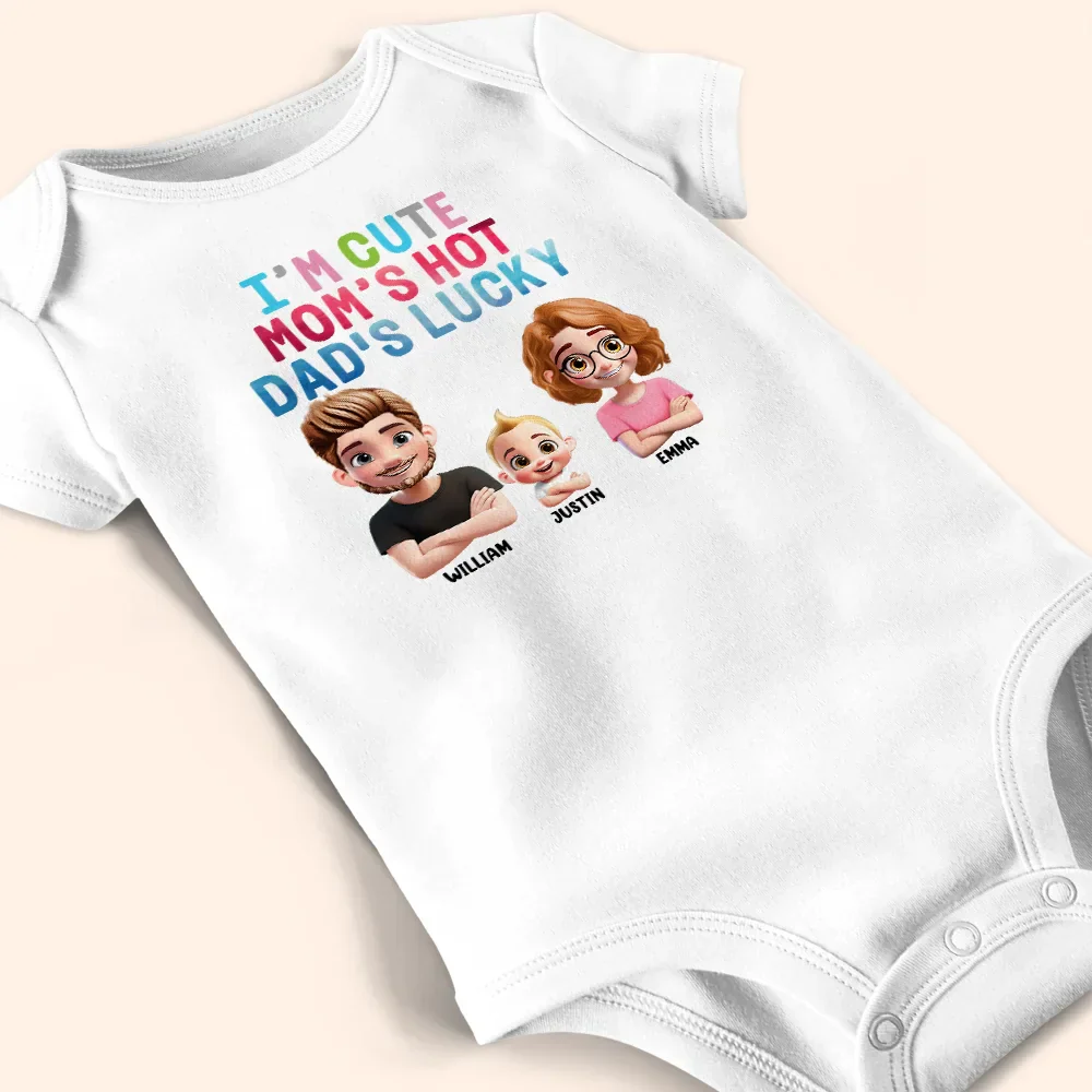 I'm Cute Mom's Hot Daddy's Lucky - Personalized Baby Onesie - Image 4