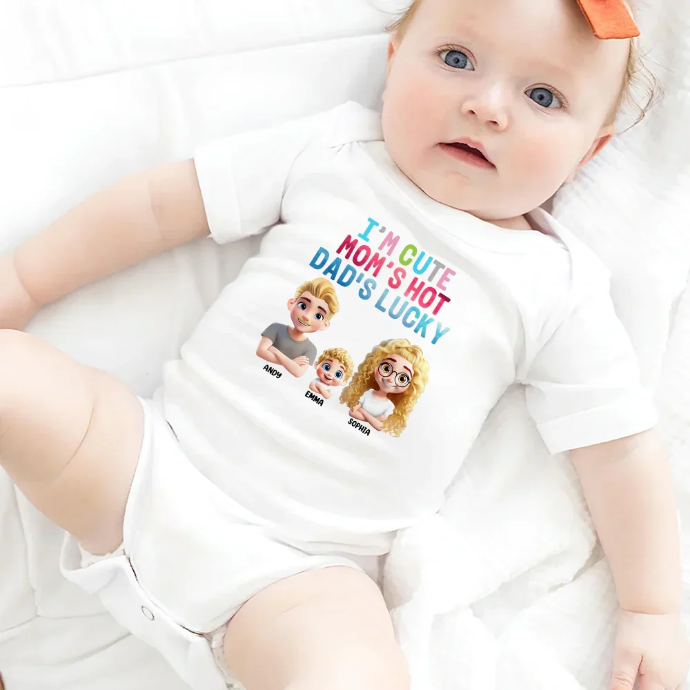 I'm Cute Mom's Hot Daddy's Lucky - Personalized Baby Onesie - Image 5