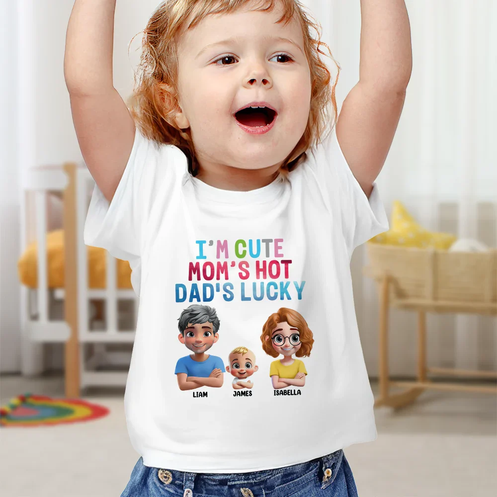 I'm Cute Mom's Hot Daddy's Lucky - Personalized Baby Onesie - Image 6