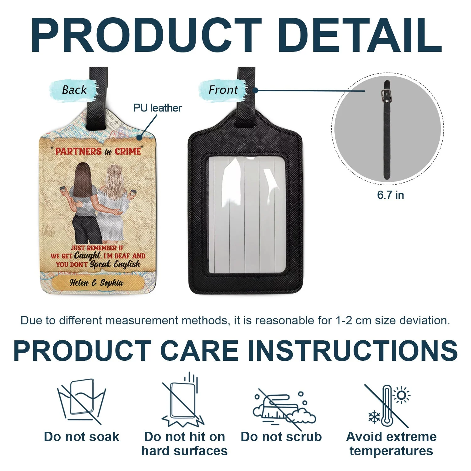 I'm Deaf And You Don't Speak - Gift For Besties - Personalized Luggage Tag - Image 4