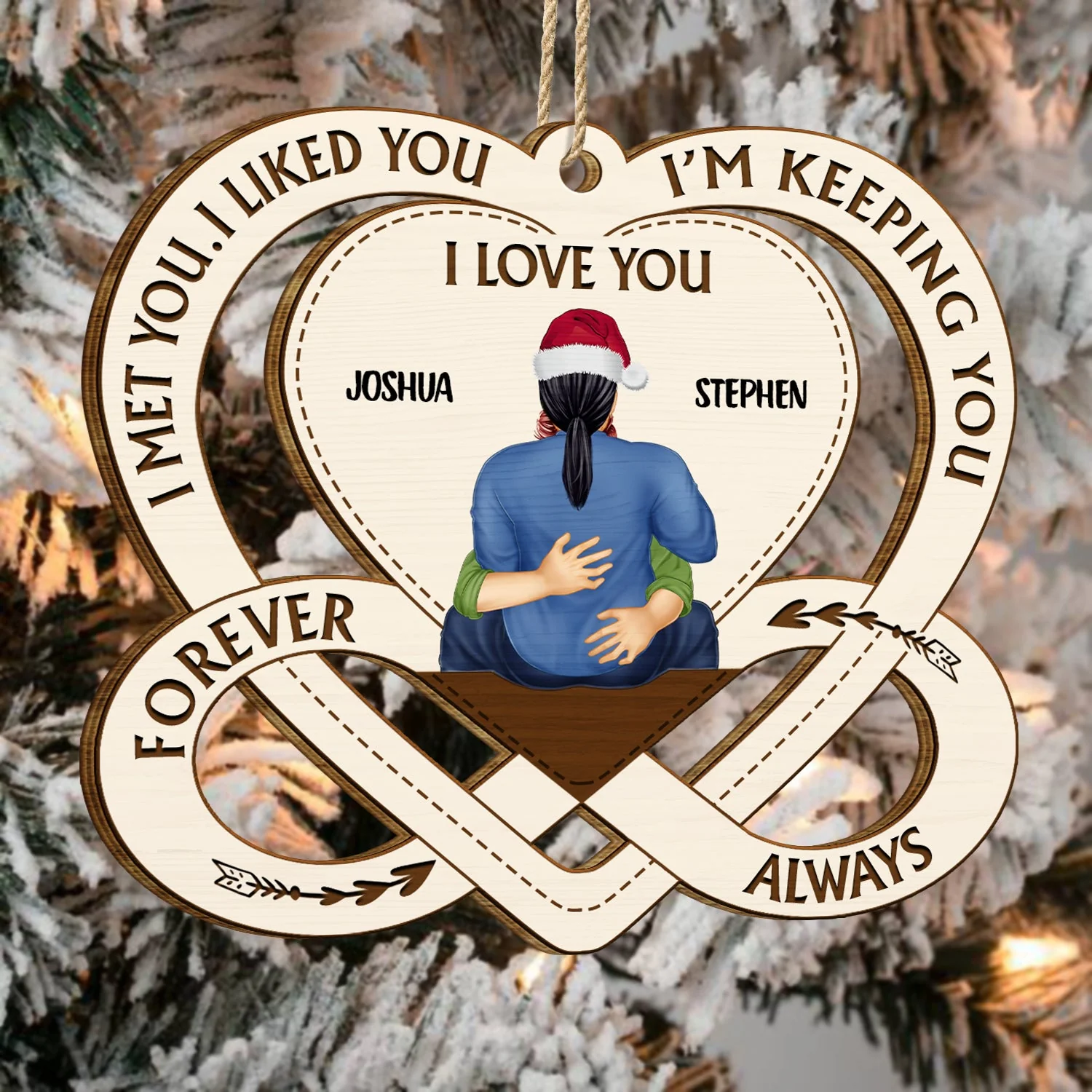 I'm Keeping You - Christmas Gift For Couples - Personalized Wooden Cutout Ornament - Image 4