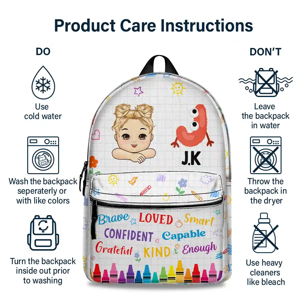 I'm Kind Loved Confident Alphabet - Personalized Canvas Backpack - Image 6