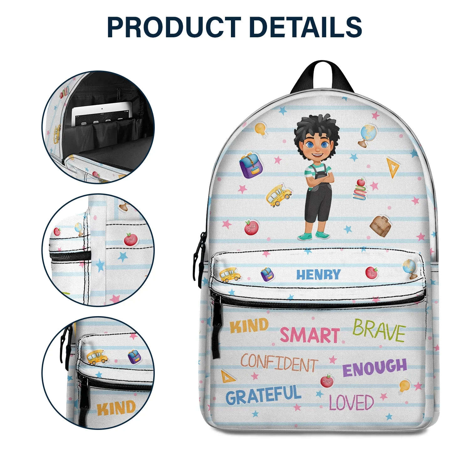 I'm Kind Smart Brave Confident - Gift For Kids, Back To School Gift - Personalized Canvas Backpack - Image 5