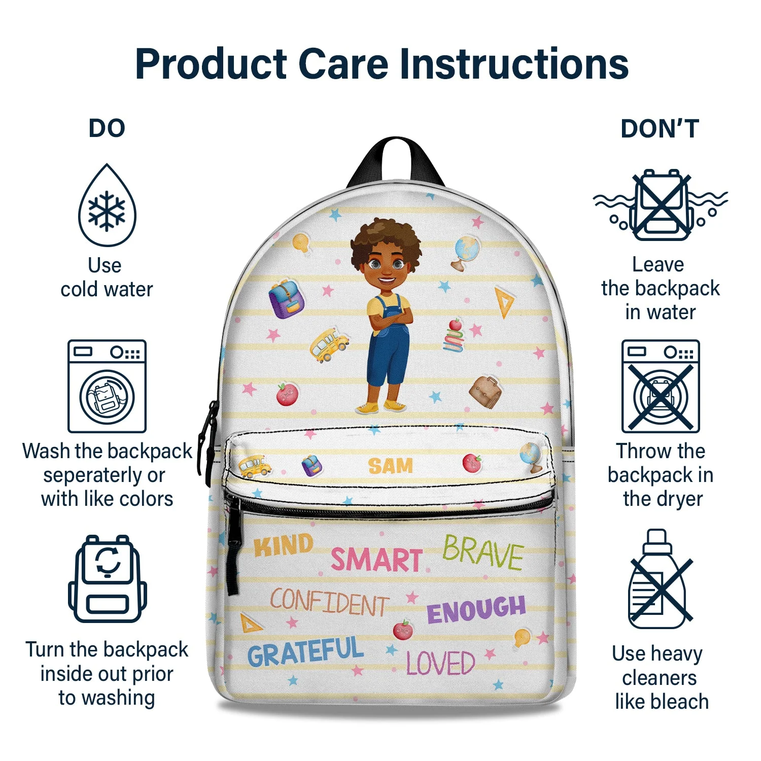 I'm Kind Smart Brave Confident - Gift For Kids, Back To School Gift - Personalized Canvas Backpack - Image 6