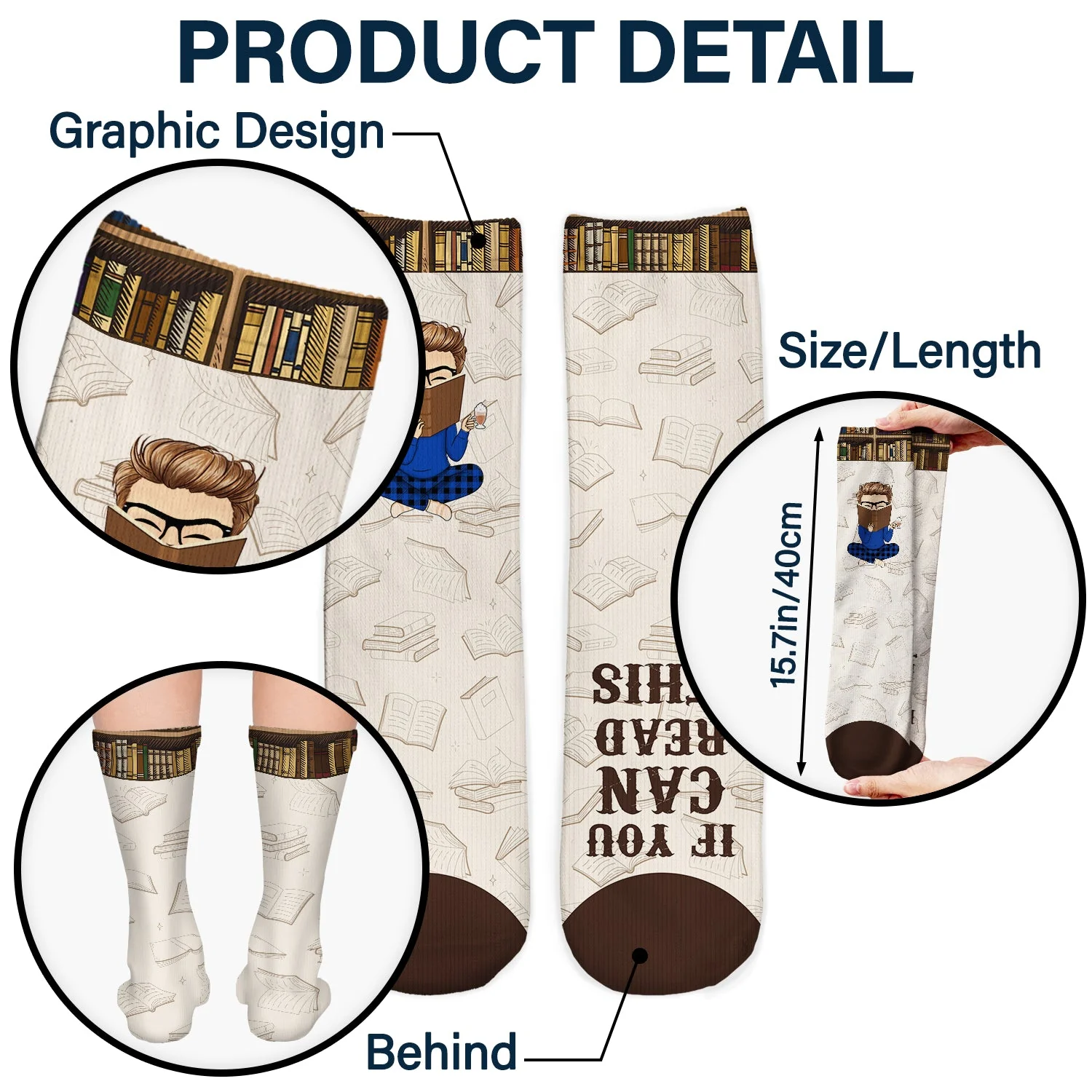 I'm Reading - Gift For Book Lovers - Personalized Socks - Image 5