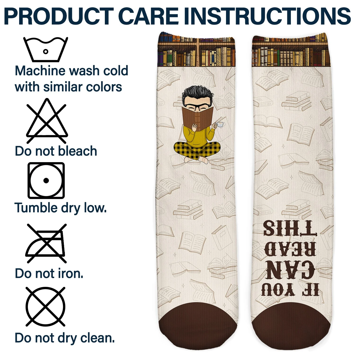 I'm Reading - Gift For Book Lovers - Personalized Socks - Image 6