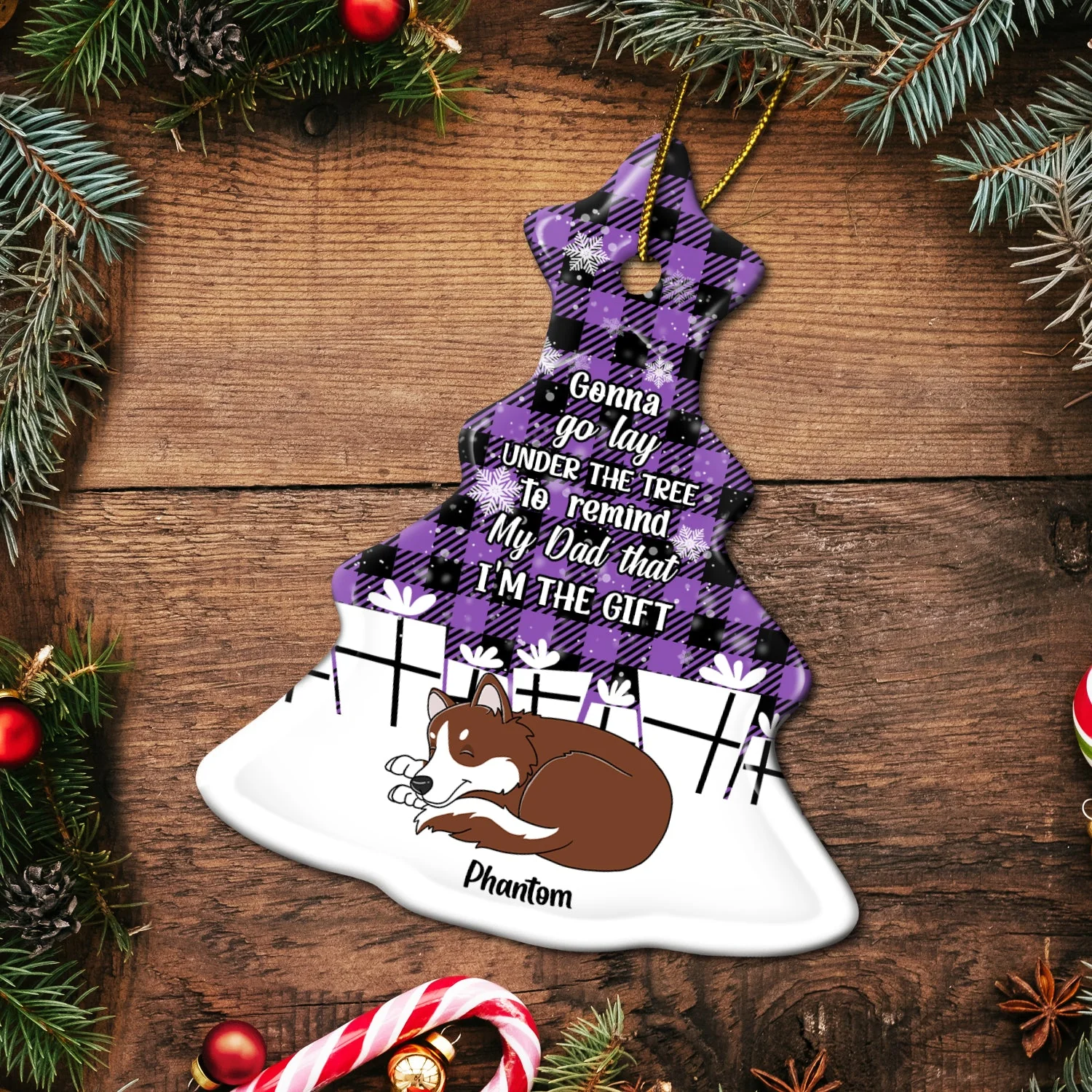 I'm The Gift - Christmas Gift For Dog Lovers - Personalized Tree Ceramic Ornament - Image 5