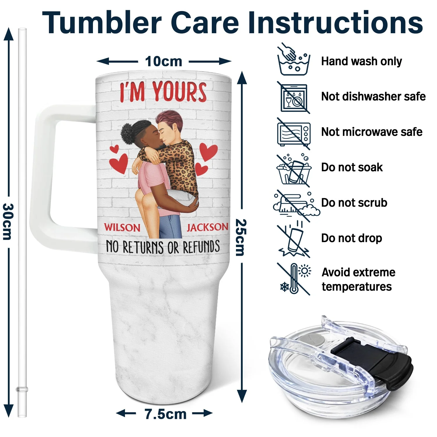 I'm Your No Returns Or Refunds - Gift For Couples - Personalized 40oz Tumbler With Straw - Image 6