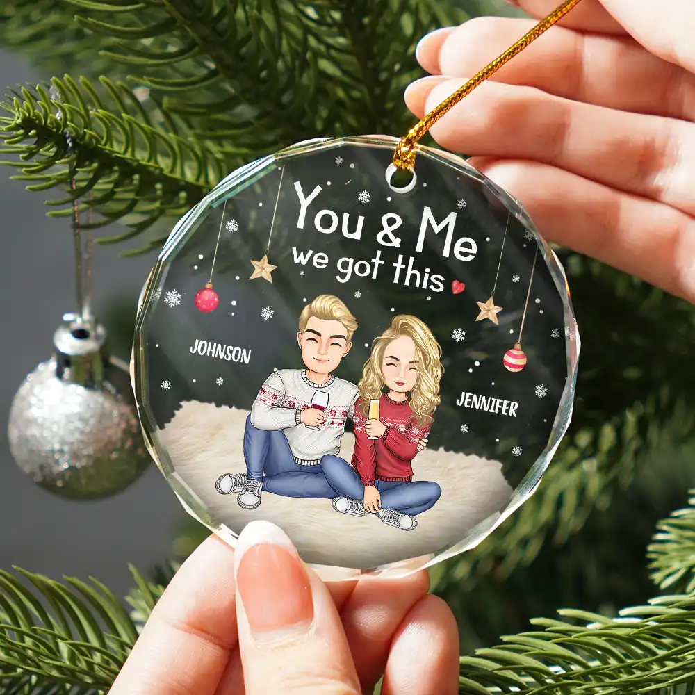 I'm Yours No Returns Or Refunds Cartoon - Personalized Glass Ornament - Image 2