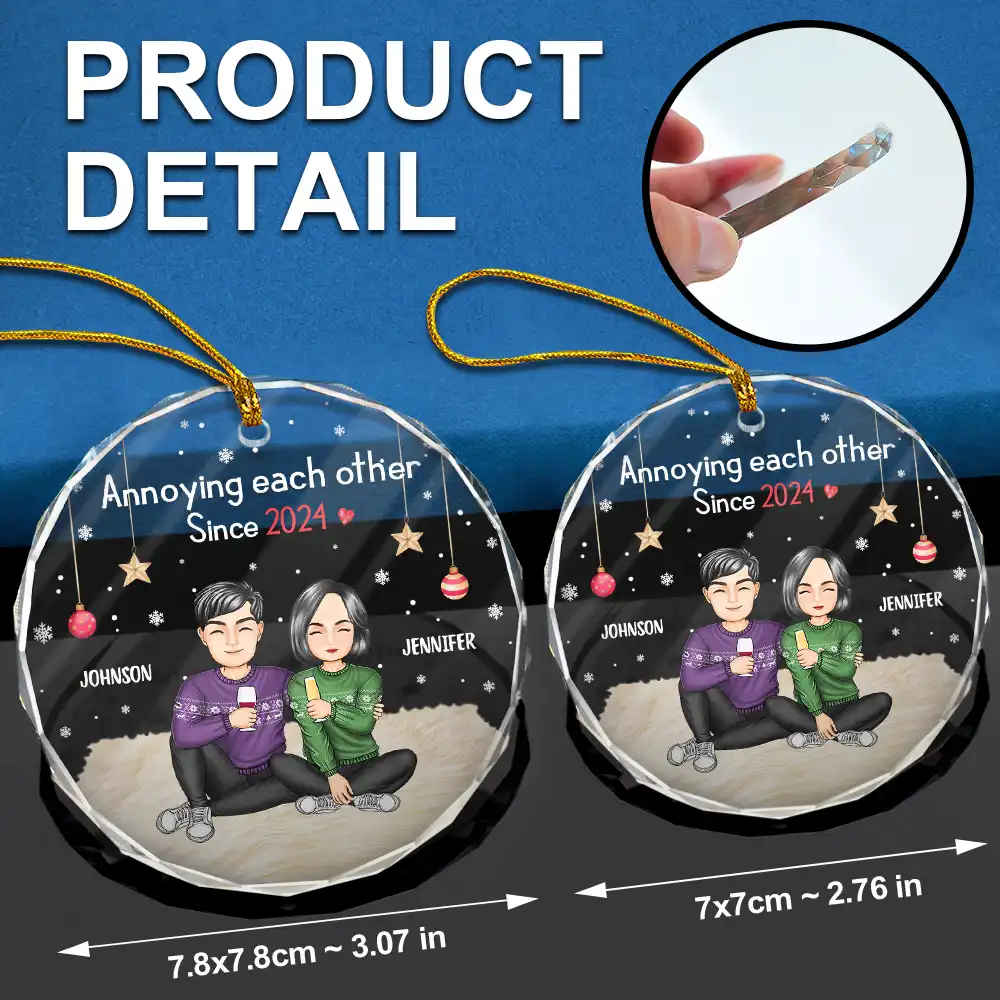 I'm Yours No Returns Or Refunds Cartoon - Personalized Glass Ornament - Image 6