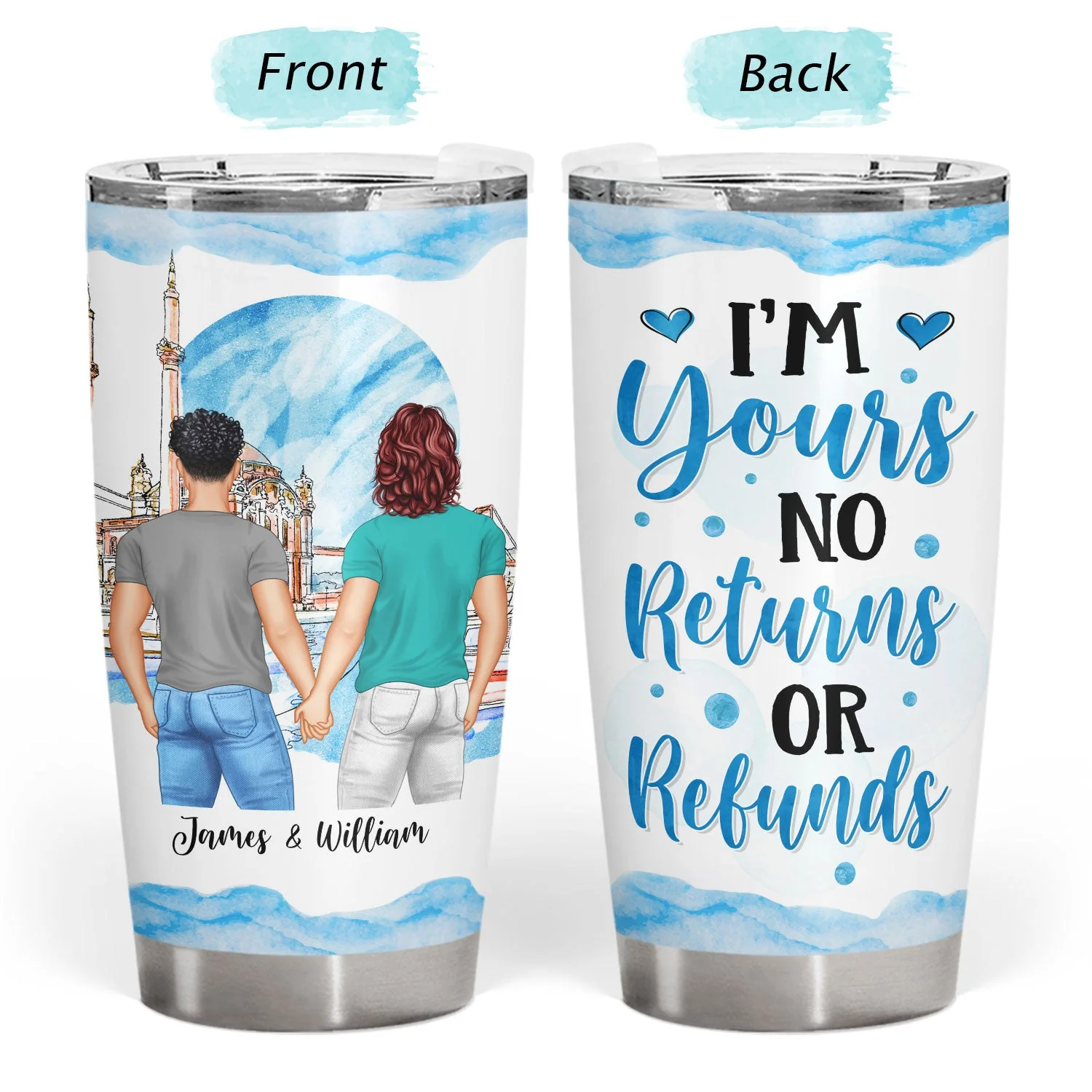 I'm Yours No Returns Or Refunds - Gift For Wife, Couples - Personalized Custom Tumbler - Image 3