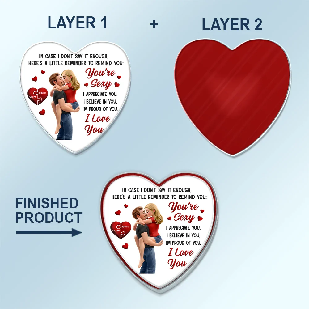 In Case I Don't Say It Enough 3D Kissing Couples - Personalized Custom Shaped Acrylic Car Visor Clip - Image 5