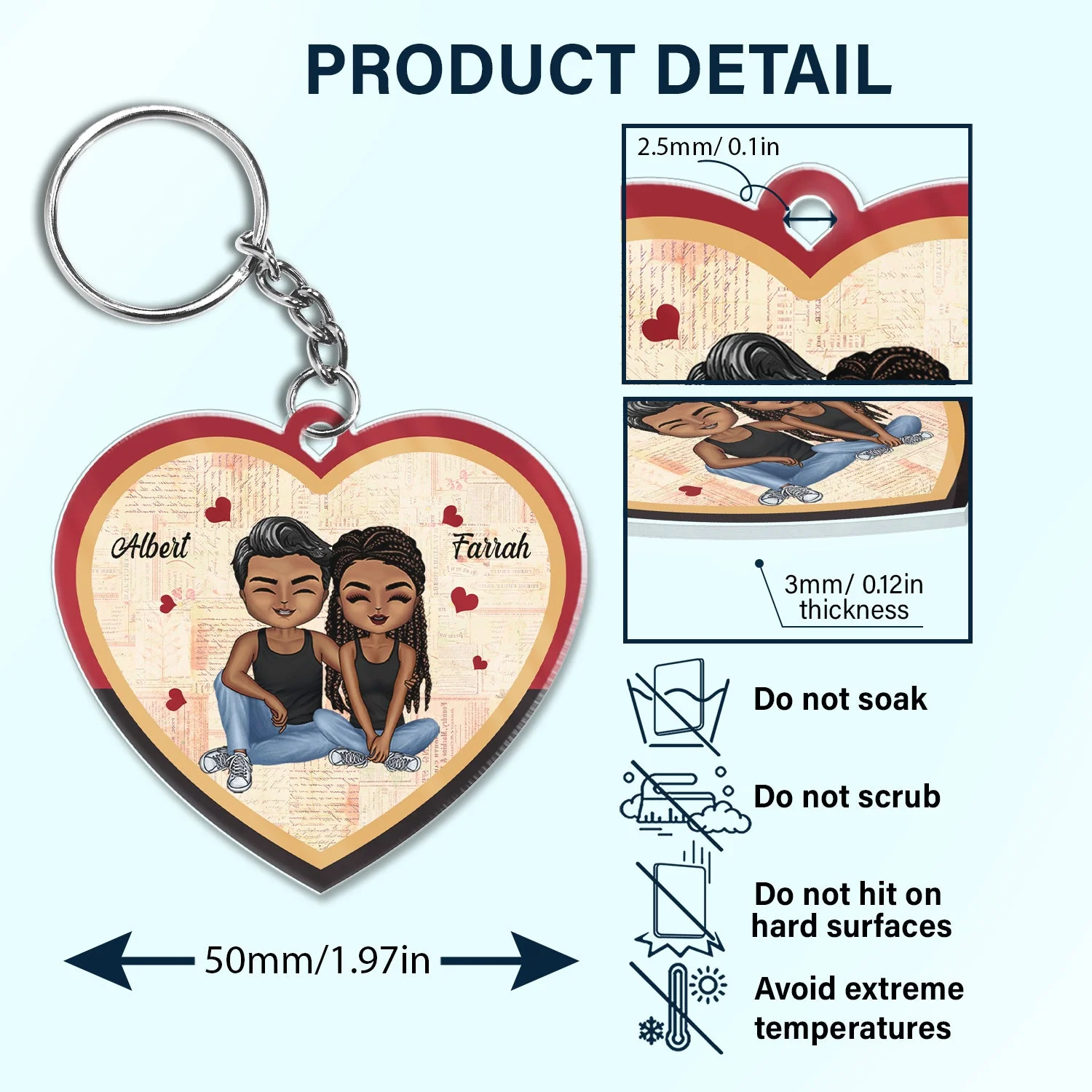 In Case You Need A Little Reminder Couple - Anniversary, Birthday Gift For Spouse, Husband, Wife, Boyfriend, Girlfriend - Personalized Custom Heart Shaped Acrylic Keychain - Image 5