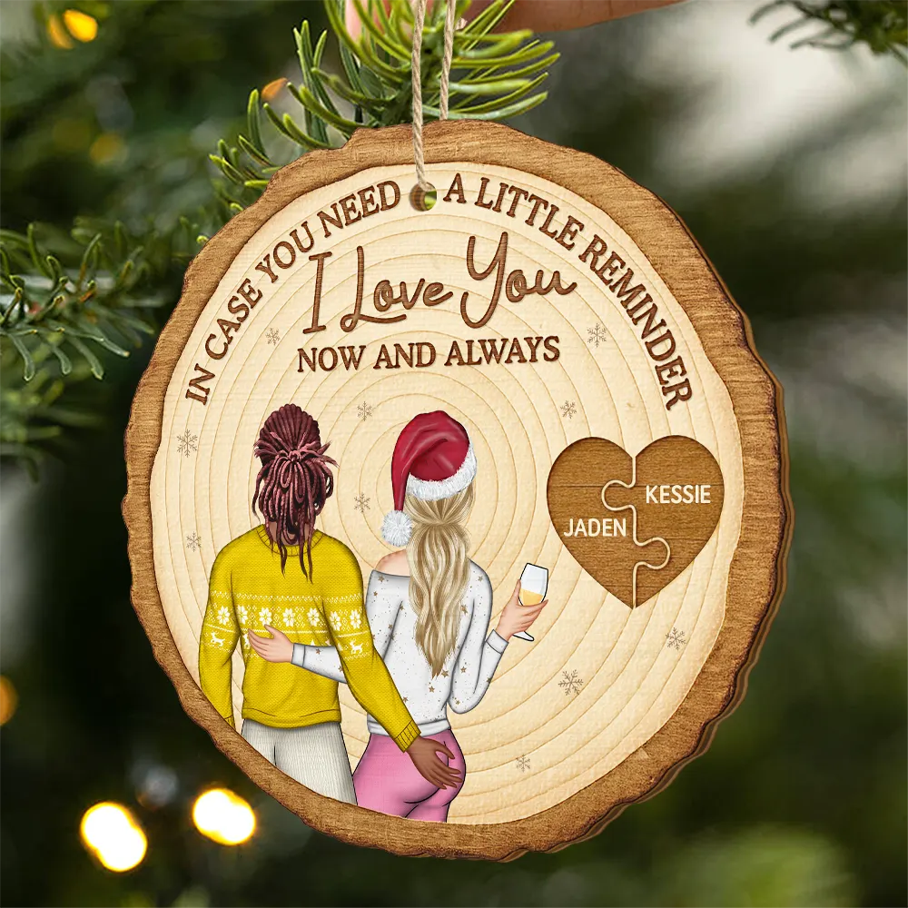 In Case You Need A Little Reminder Couple - Personalized Custom Shaped Wooden Ornament - Image 2