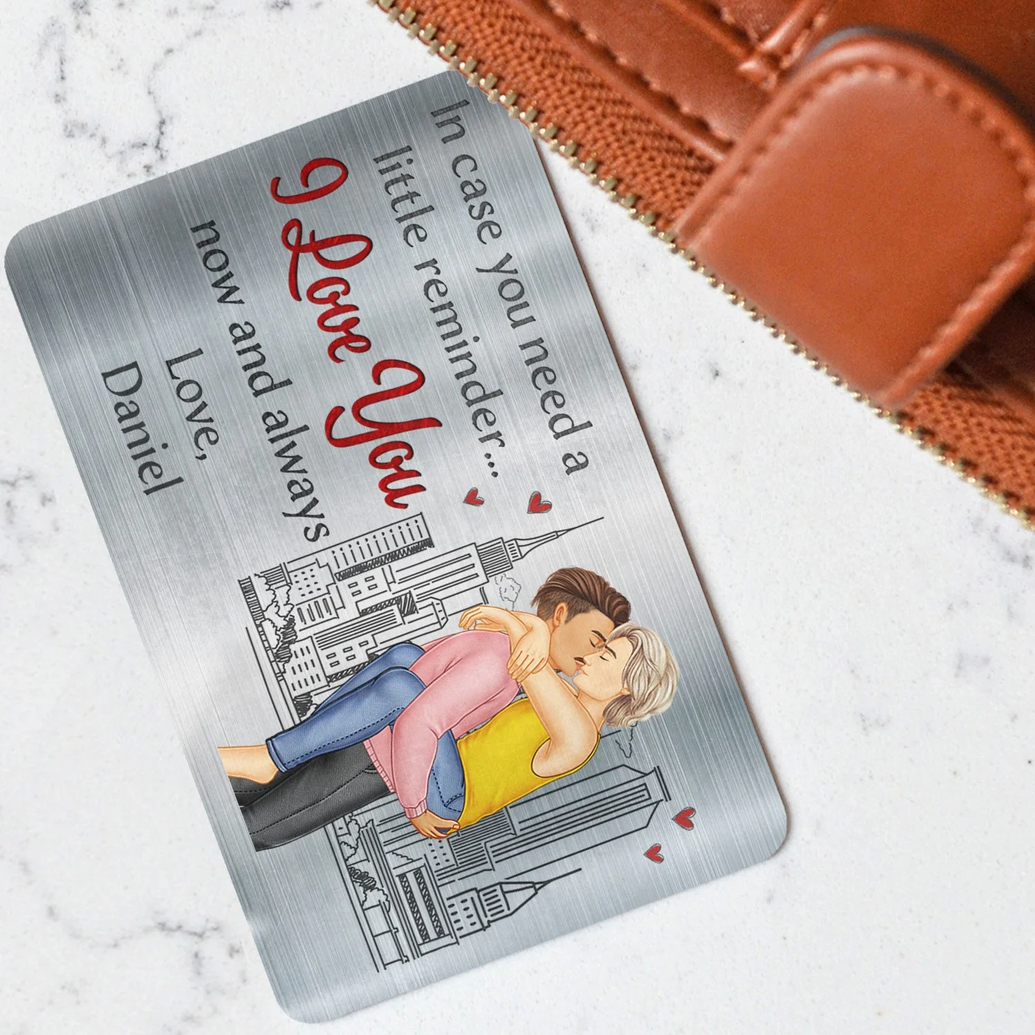 In Case You Need A Little Reminder - Gift For Couples, Husband, Wife - Personalized Aluminum Wallet Card - Image 3