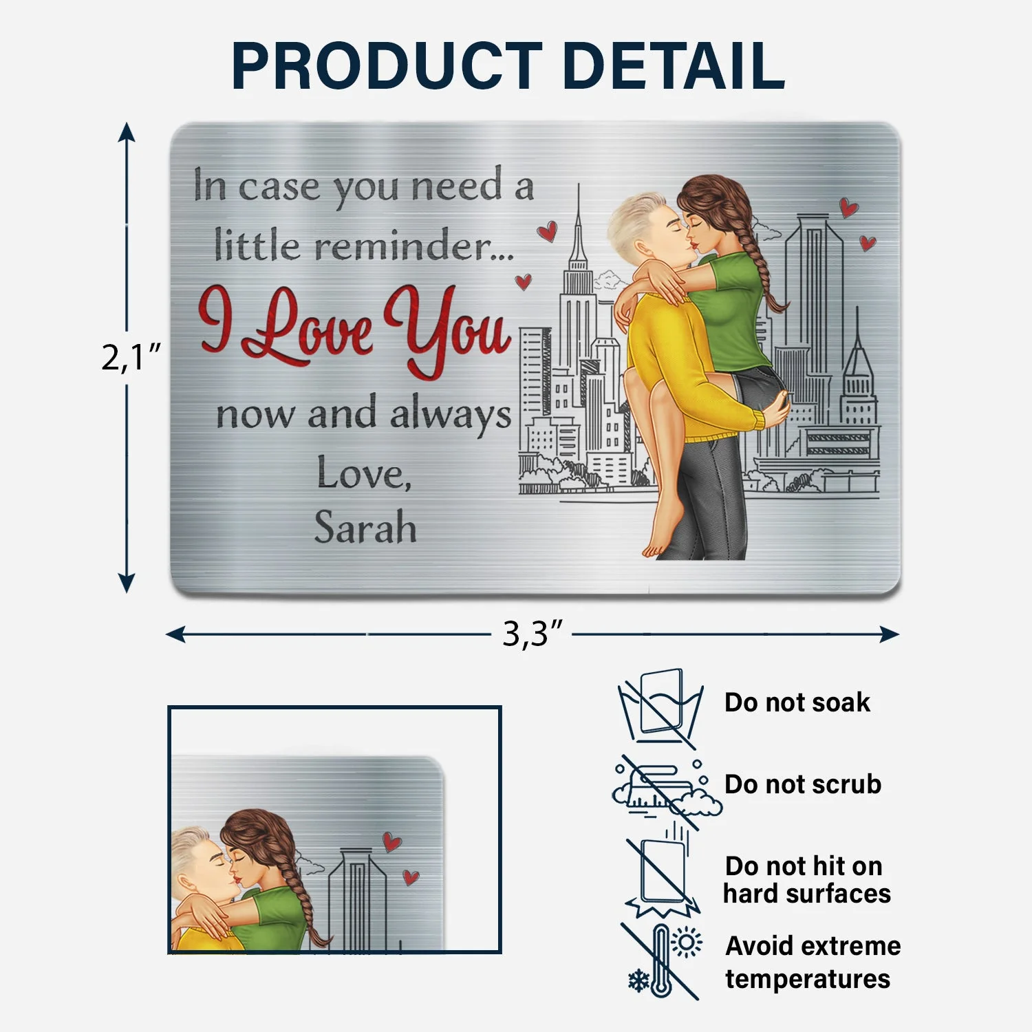 In Case You Need A Little Reminder - Gift For Couples, Husband, Wife - Personalized Aluminum Wallet Card - Image 6
