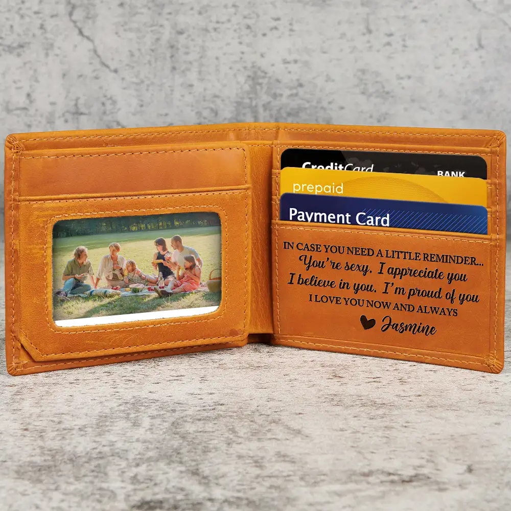 In Case You Need A Little Reminder - Personalized Engraved Leather Wallet - Image 2
