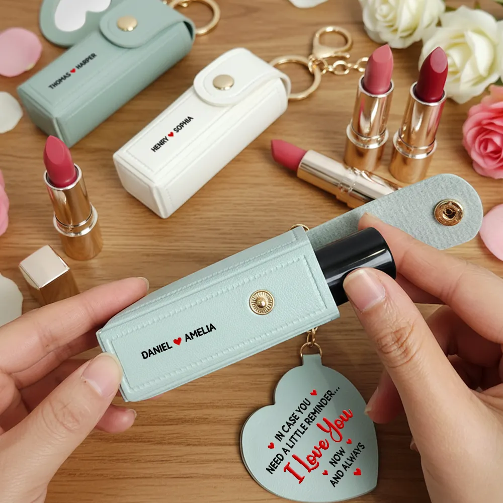 In Case You Need A Reminder - Personalized Leather Lipstick Case Keychain With Mirror - Image 2