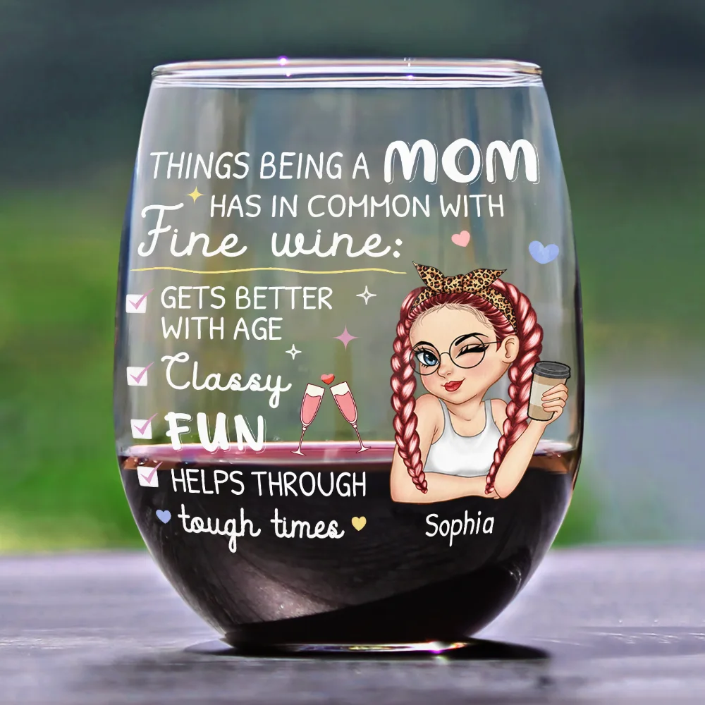 In Common With Fine Wine - Personalized Stemless Wine Glass - Image 2