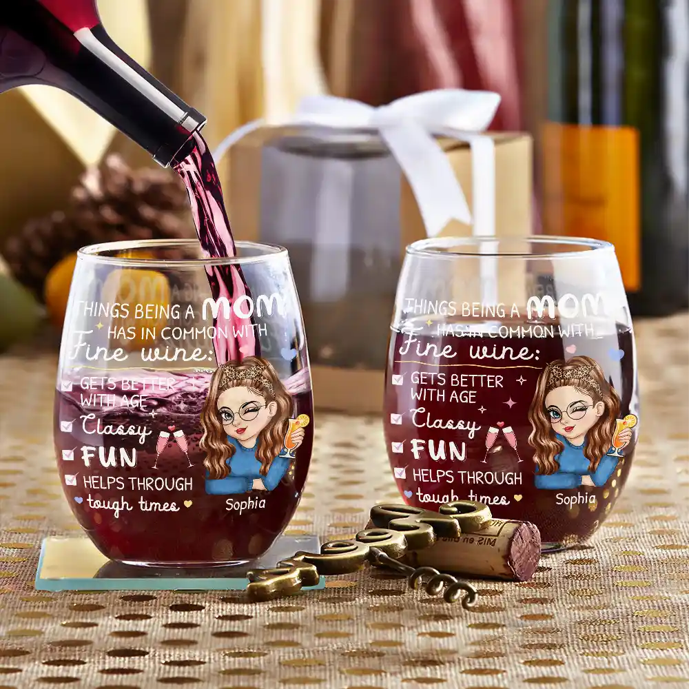 In Common With Fine Wine - Personalized Stemless Wine Glass - Image 3