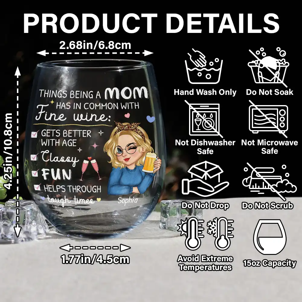 In Common With Fine Wine - Personalized Stemless Wine Glass - Image 5
