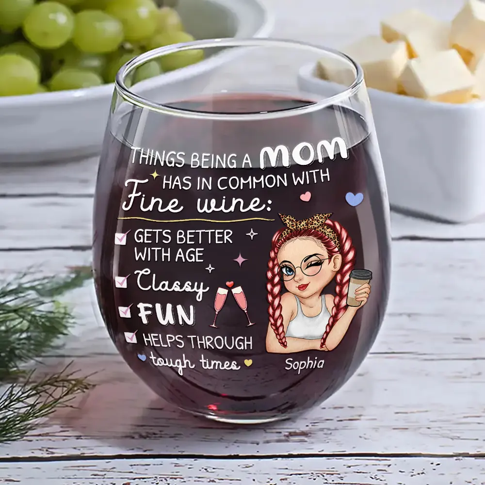 In Common With Fine Wine - Personalized Stemless Wine Glass - Image 6