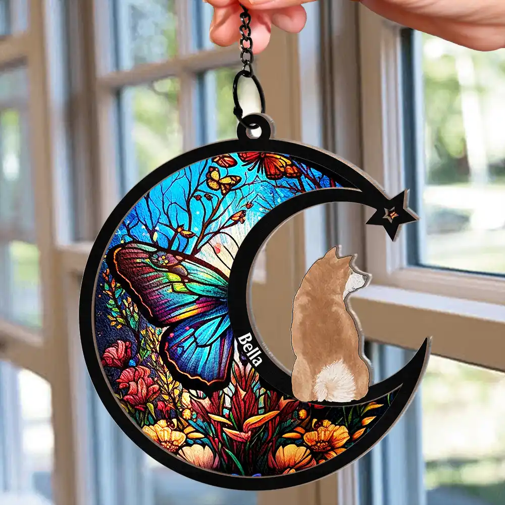 In Loving Memory Dog Cat Memorial - Personalized Window Hanging Suncatcher Ornament - Image 2