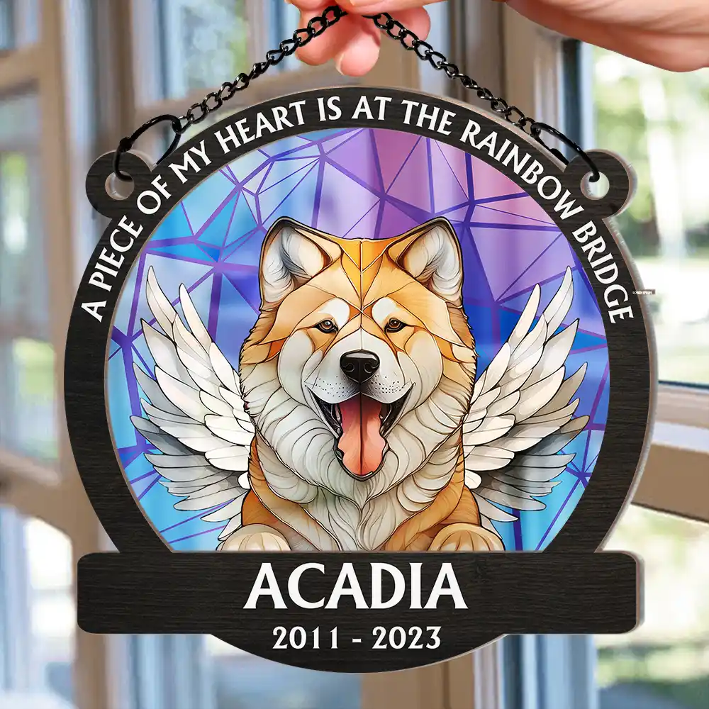 In Loving Memory Memorial Dog Cat Stained Glass - Personalized Window Hanging Suncatcher Ornament - Image 2