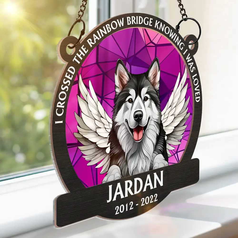 In Loving Memory Memorial Dog Cat Stained Glass - Personalized Window Hanging Suncatcher Ornament - Image 3