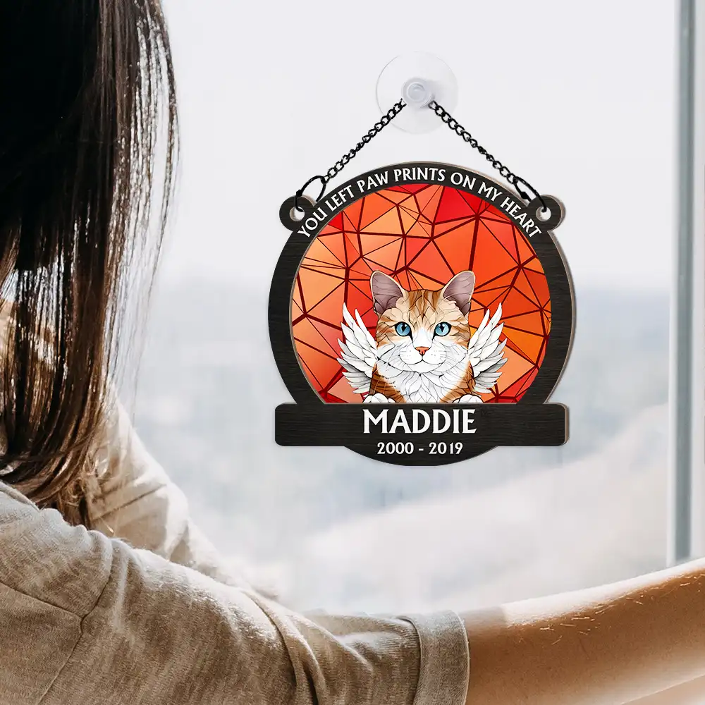 In Loving Memory Memorial Dog Cat Stained Glass - Personalized Window Hanging Suncatcher Ornament - Image 4