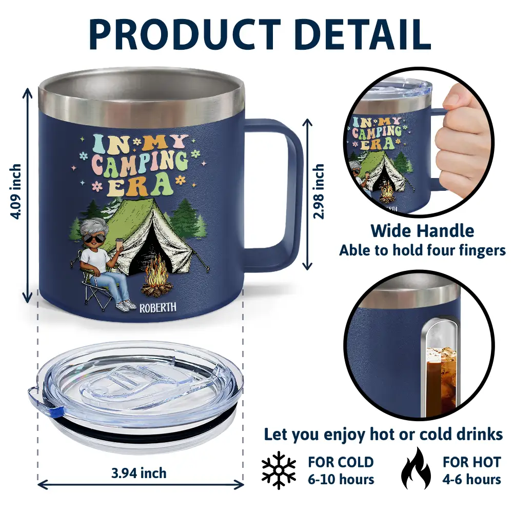 In My Camping Era - Personalized 14oz Stainless Steel Tumbler With Handle - Image 4