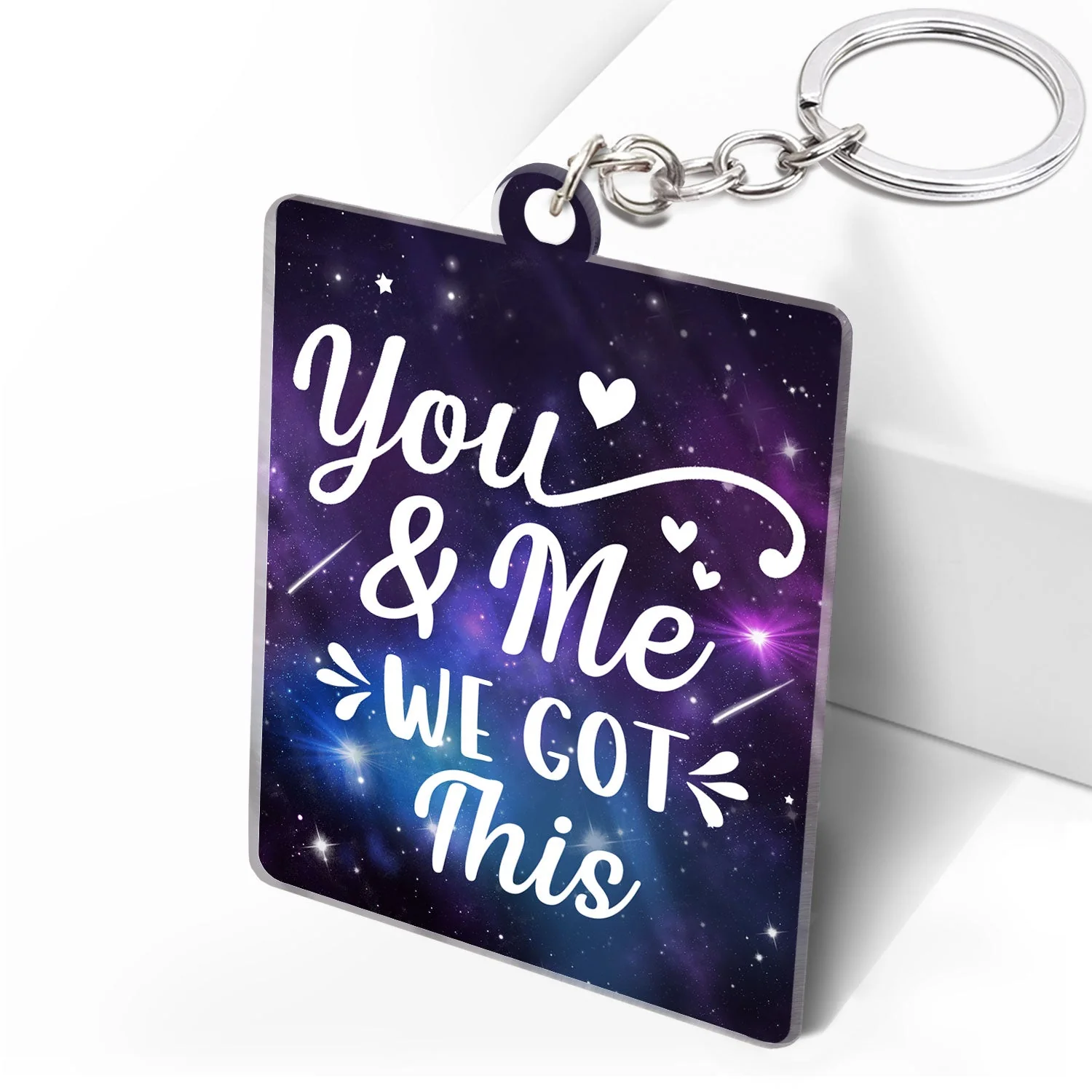 In The Galaxy Sky Chibi Kissing Couple Sideview - Birthday, Loving, Anniversary Gift For Spouse, Husband, Wife, Married Couple, Boyfriend, Girlfriend - Personalized Acrylic Keychain - Image 2