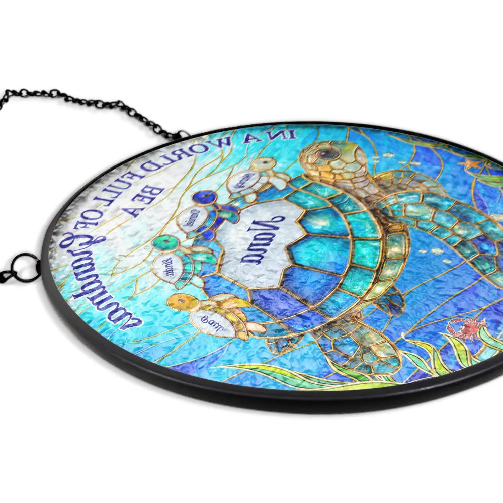 In The World Full Of Grandmas Be A Nana Turtle - Personalized Stained Glass Window Hanging Suncatcher - Image 5