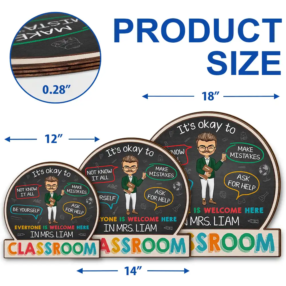 In This Classroom It's Okay To - Personalized Custom Shaped Wood Sign - Image 5