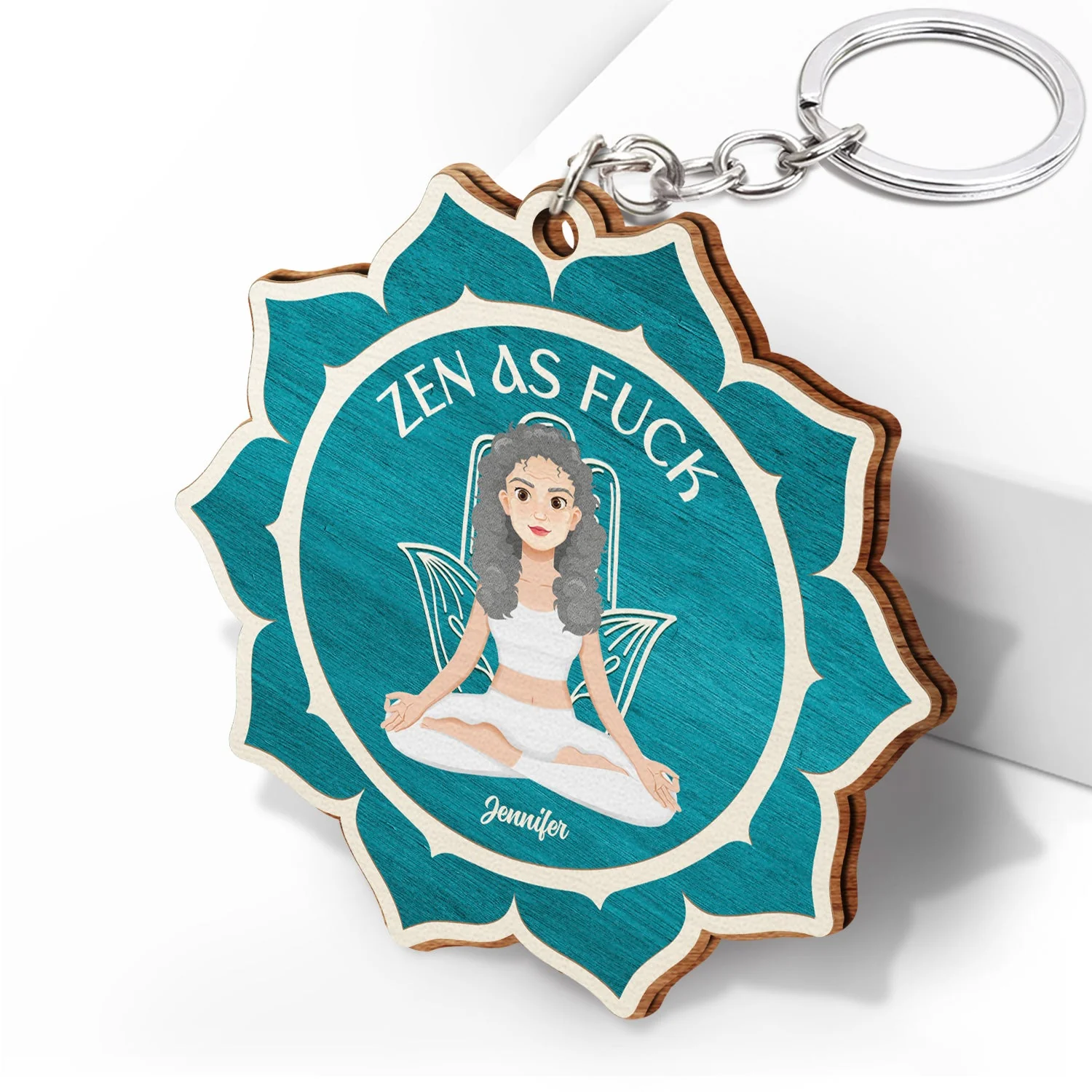Inhale Exhale - Gift For Yoga Lovers - Personalized Wooden Keychain - Image 2