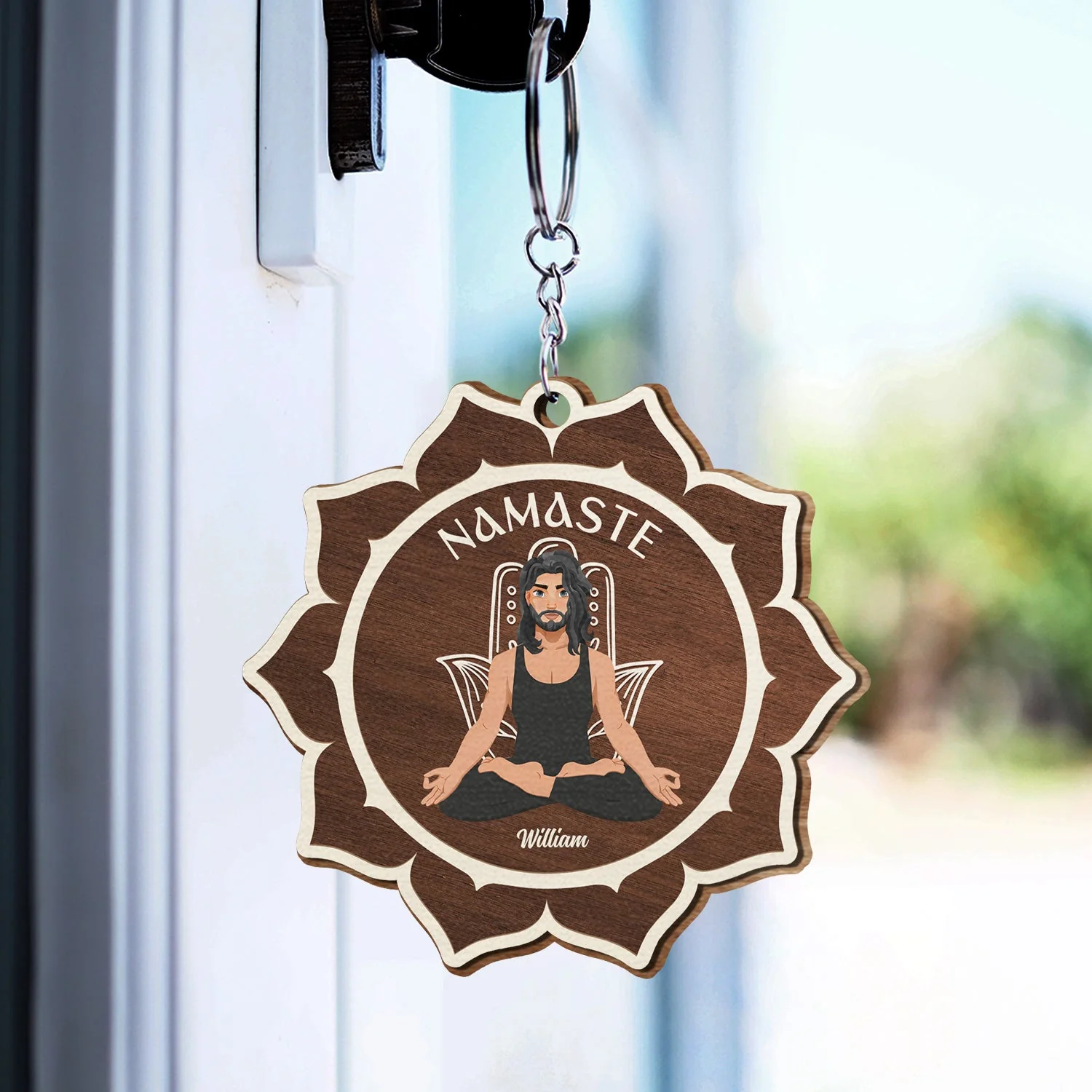 Inhale Exhale - Gift For Yoga Lovers - Personalized Wooden Keychain - Image 3