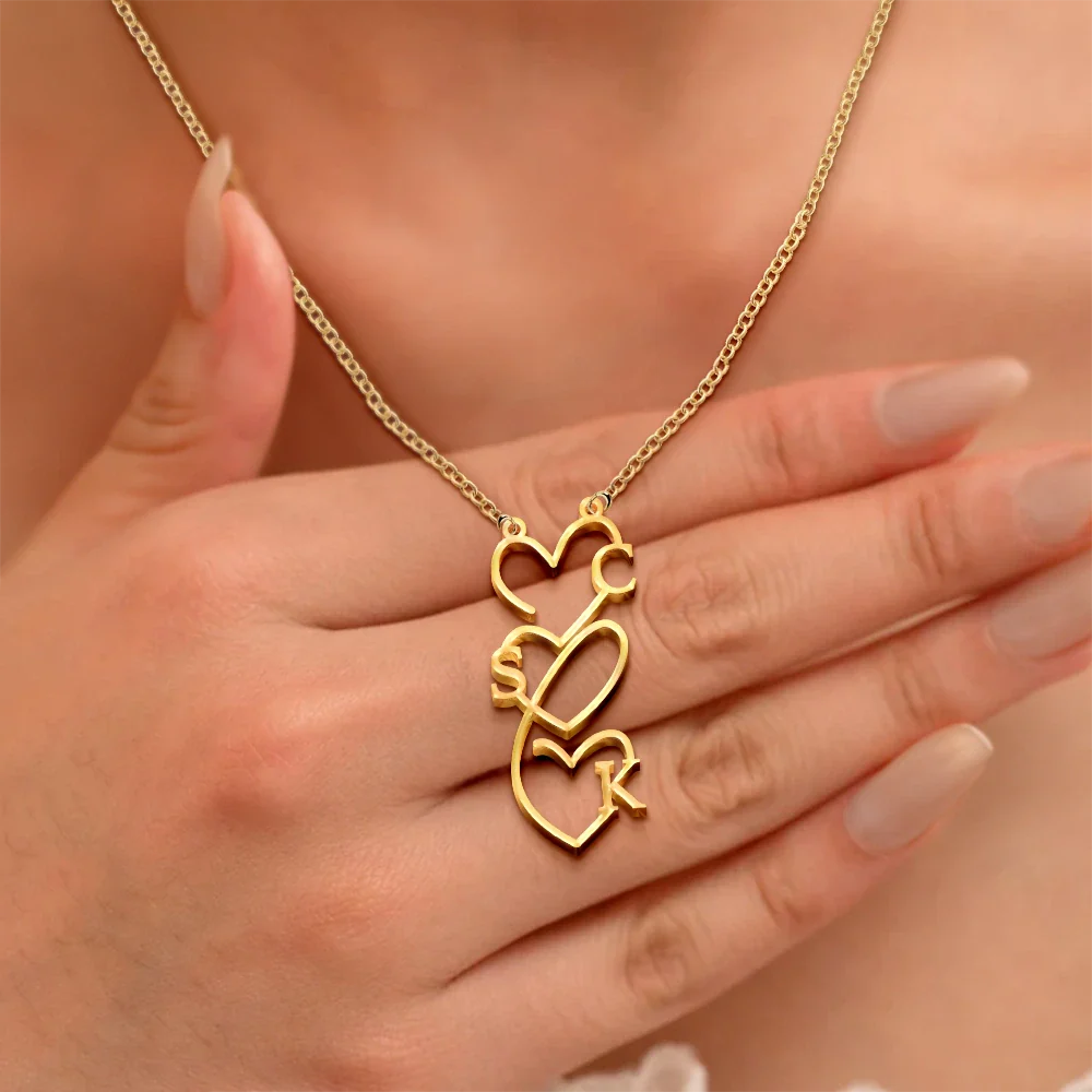 Initials Sign Name Family Together - Personalized Letter Necklace - Image 3