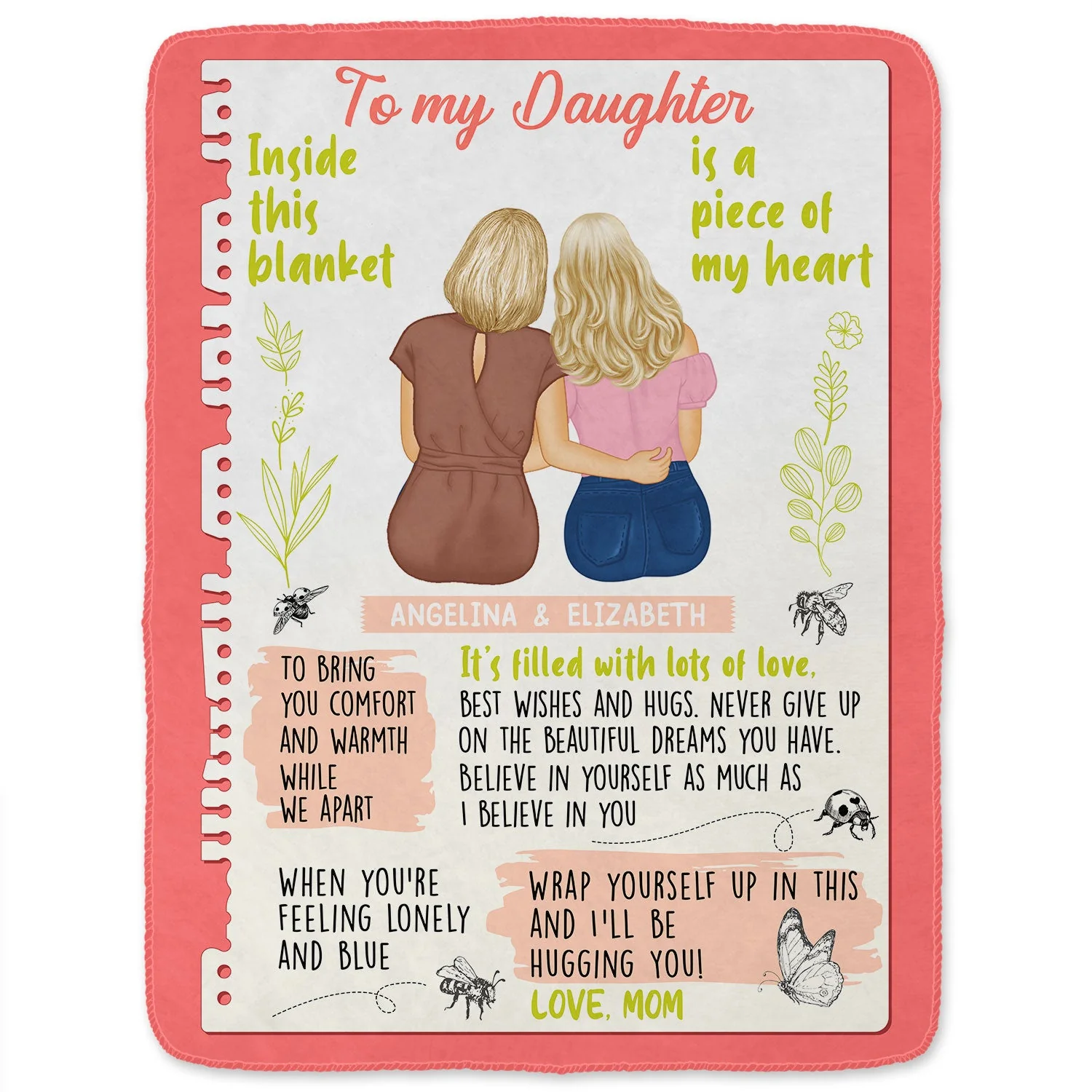 Inside This Blanket Is A Piece Of My Heart - Birthday, Loving Gift For Mother, Daughter, Aunt, Niece - Personalized Fleece Blanket - Image 2