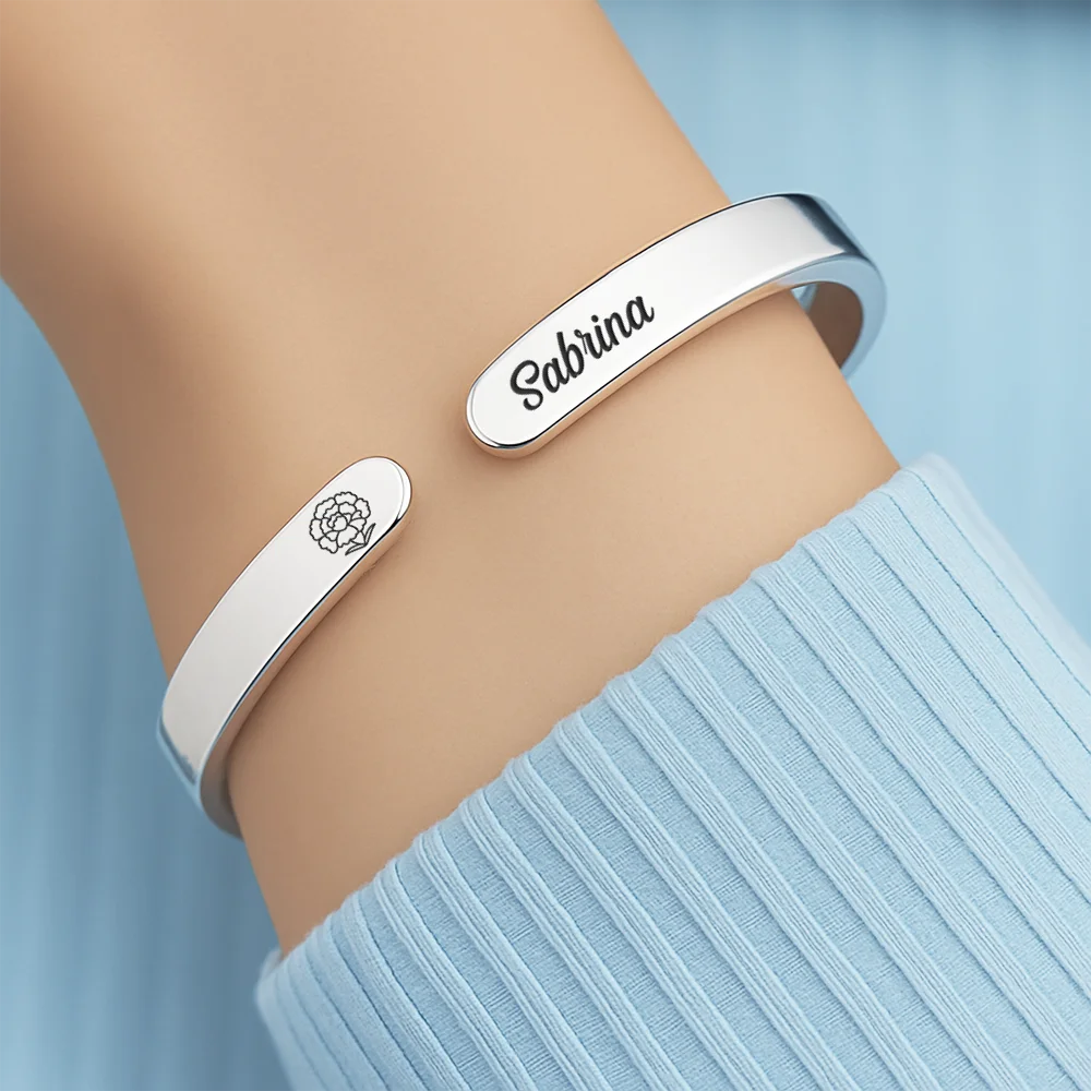 Inspirational Faith Hope Love Christian - Personalized Bangle Bracelet Cuff - Image 4
