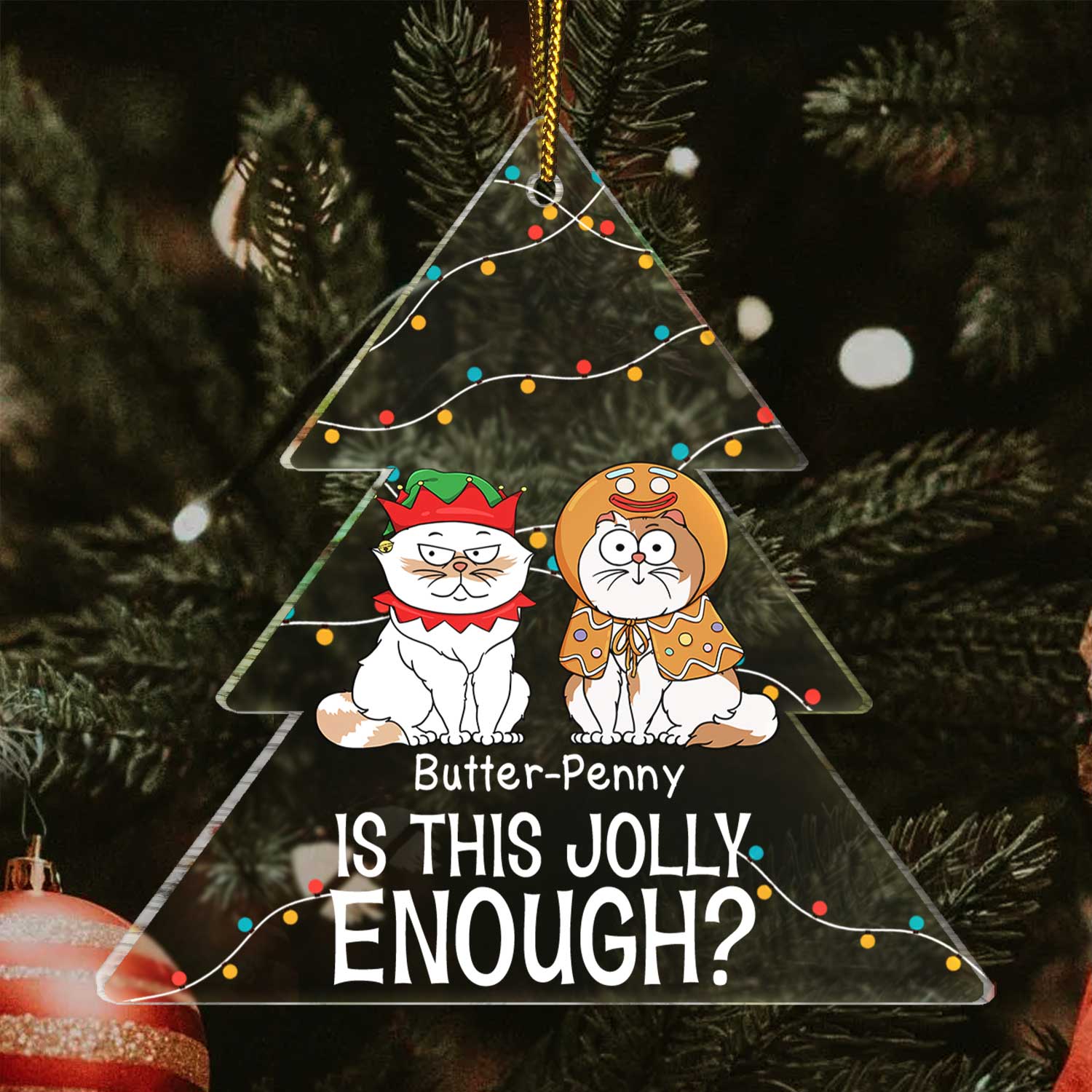 Is This Jolly Enough - Christmas Gift For Cat Lovers - Personalized Custom Shaped Acrylic Ornament - Image 3