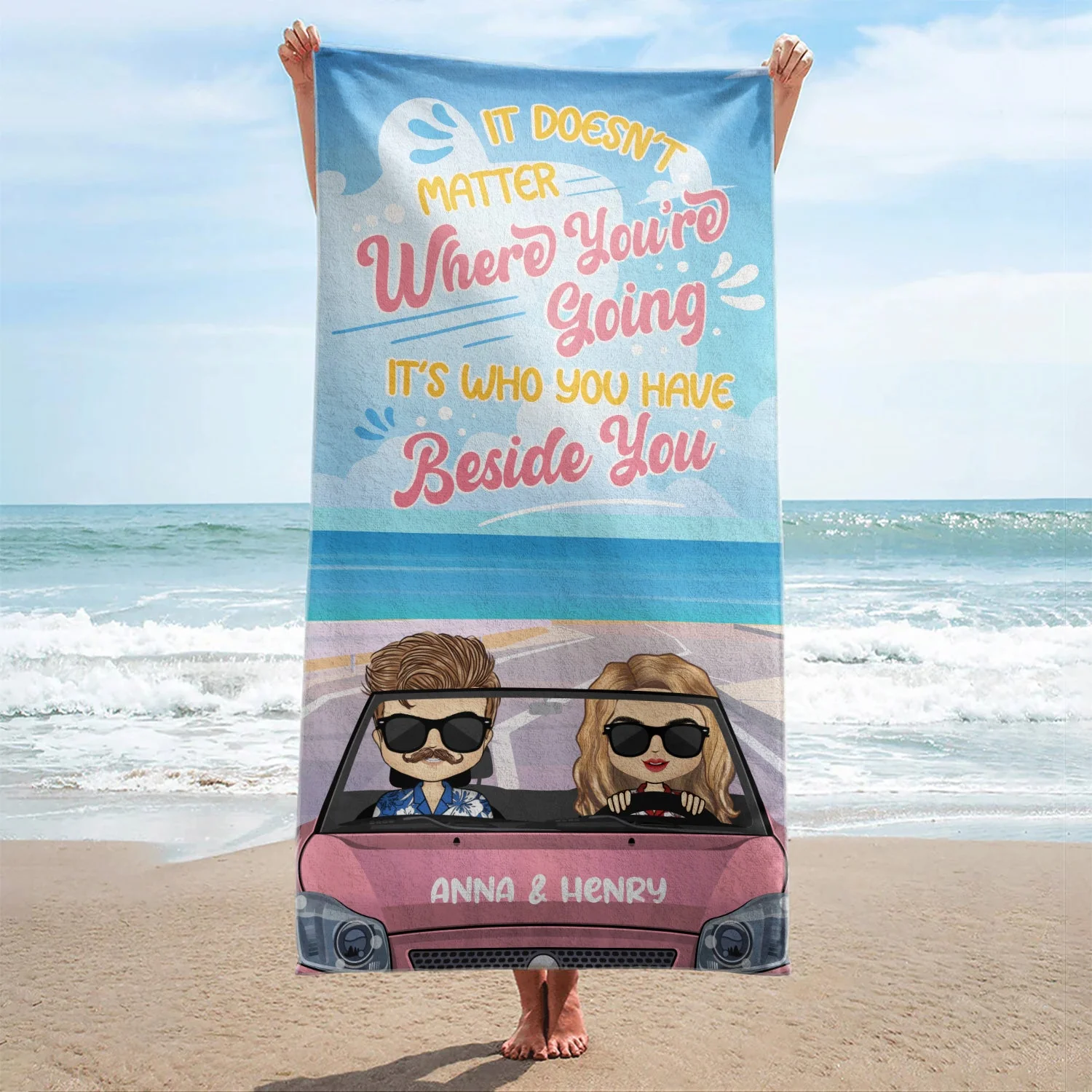 It Doesn't Matter Where Beach - Gift For Couples - Personalized Custom Beach Towel - Image 2