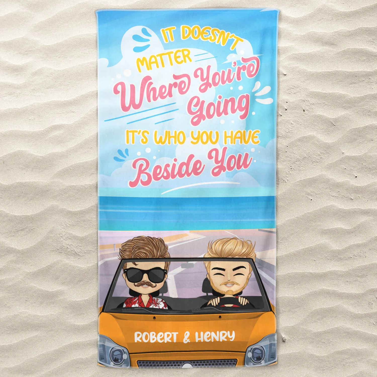It Doesn't Matter Where Beach - Gift For Couples - Personalized Custom Beach Towel - Image 3