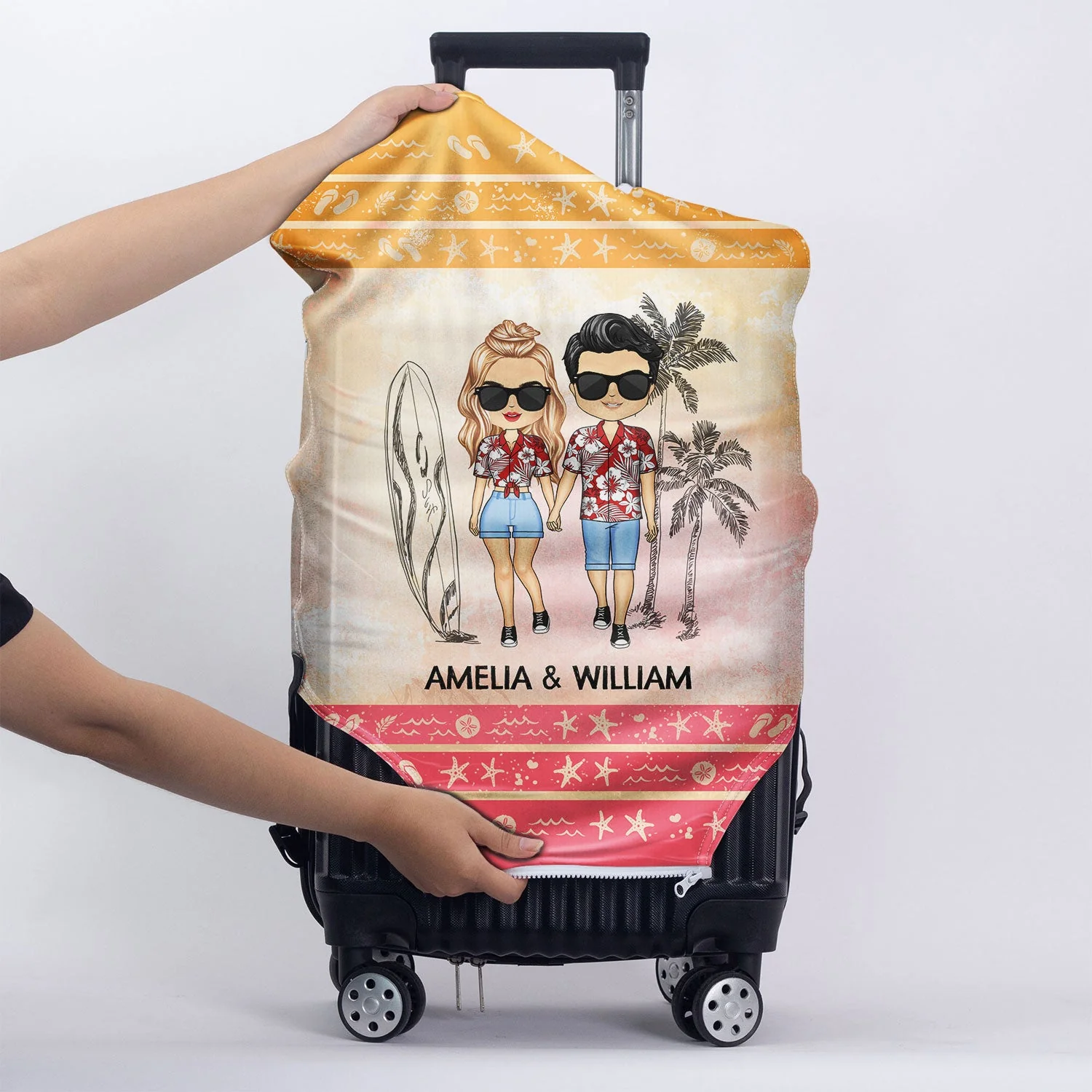 It Doesn't Matter Where You Go In Life Beach Traveling Couples - Personalized Custom Luggage Cover - Image 5