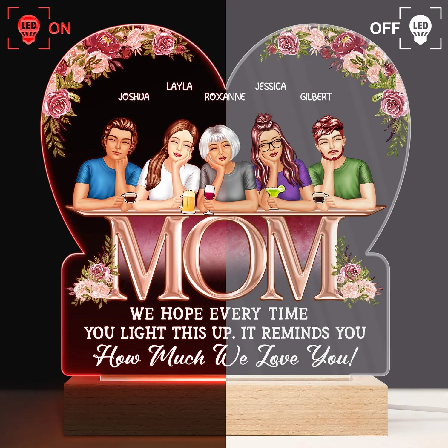 It Reminds You How Much We Love You - Birthday, Loving Gift For Mom, Mother, Grandma, Grandmother - Personalized Custom 3D Led Light Wooden Base - Image 3