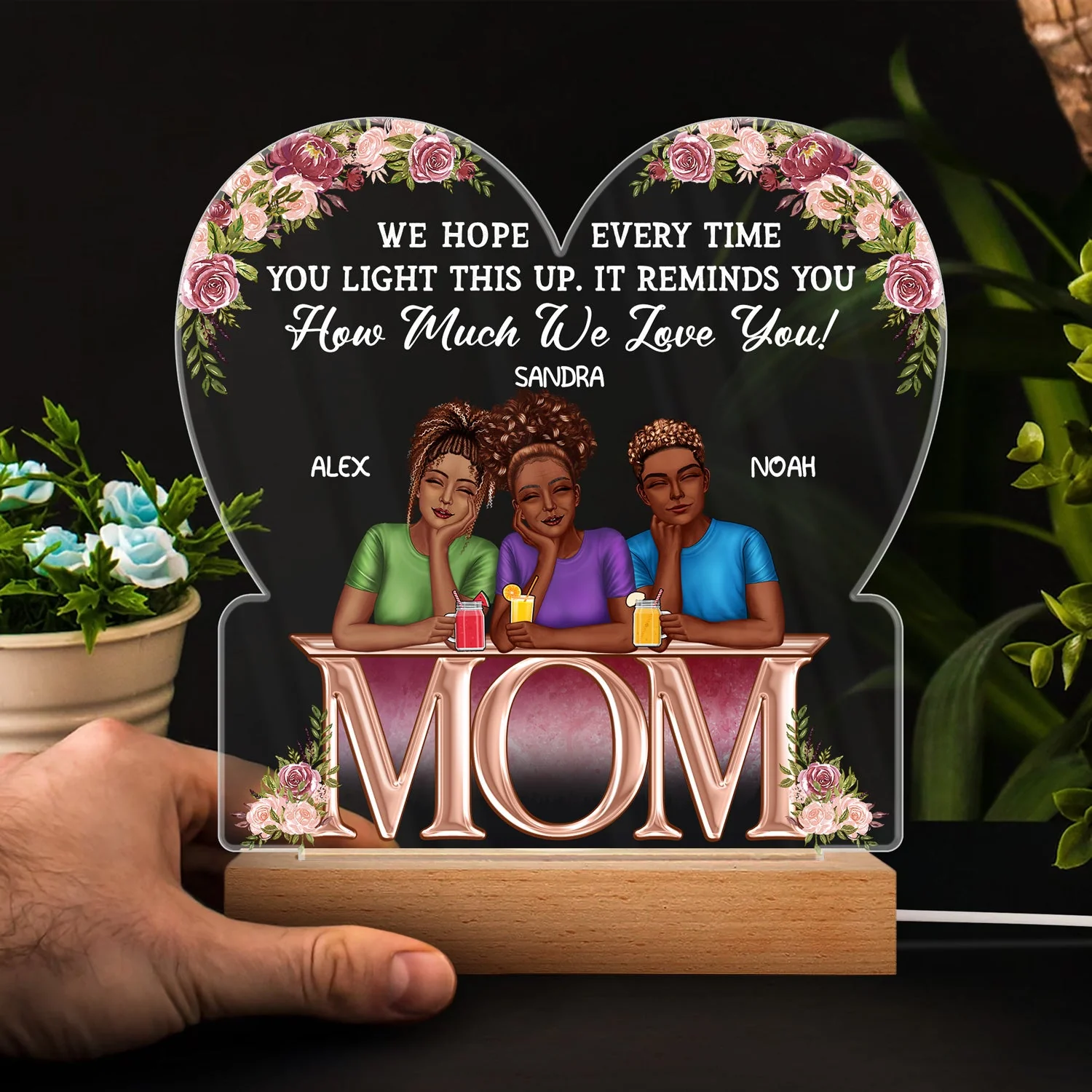 It Reminds You How Much We Love You - Birthday, Loving Gift For Mom, Mother, Grandma, Grandmother - Personalized Custom 3D Led Light Wooden Base - Image 4