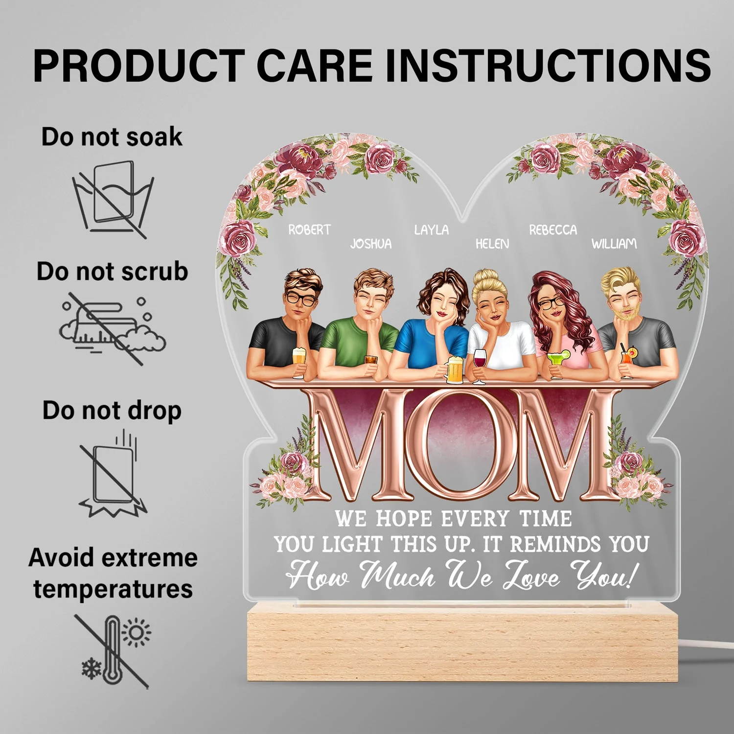 It Reminds You How Much We Love You - Birthday, Loving Gift For Mom, Mother, Grandma, Grandmother - Personalized Custom 3D Led Light Wooden Base - Image 6