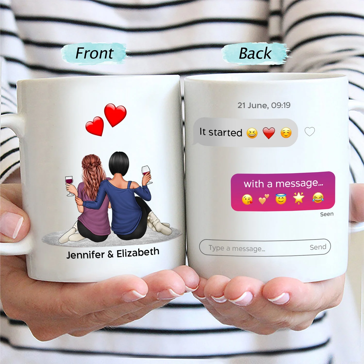 It Started With A Message - Anniversary, Loving Gift For Spouse, Couples, Husband, Wife - Personalized Mug - Image 2