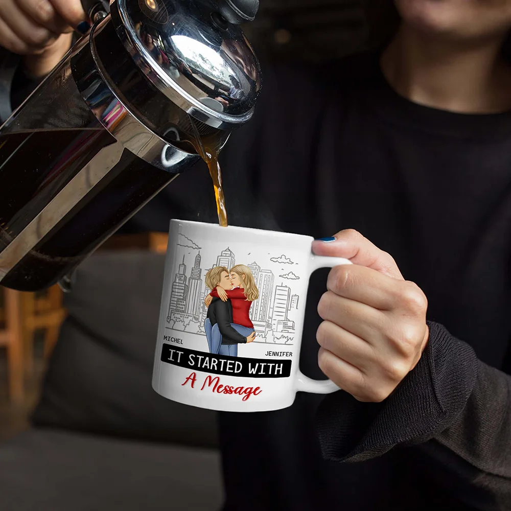It Started With A Message Couples - Personalized Mug - Image 5