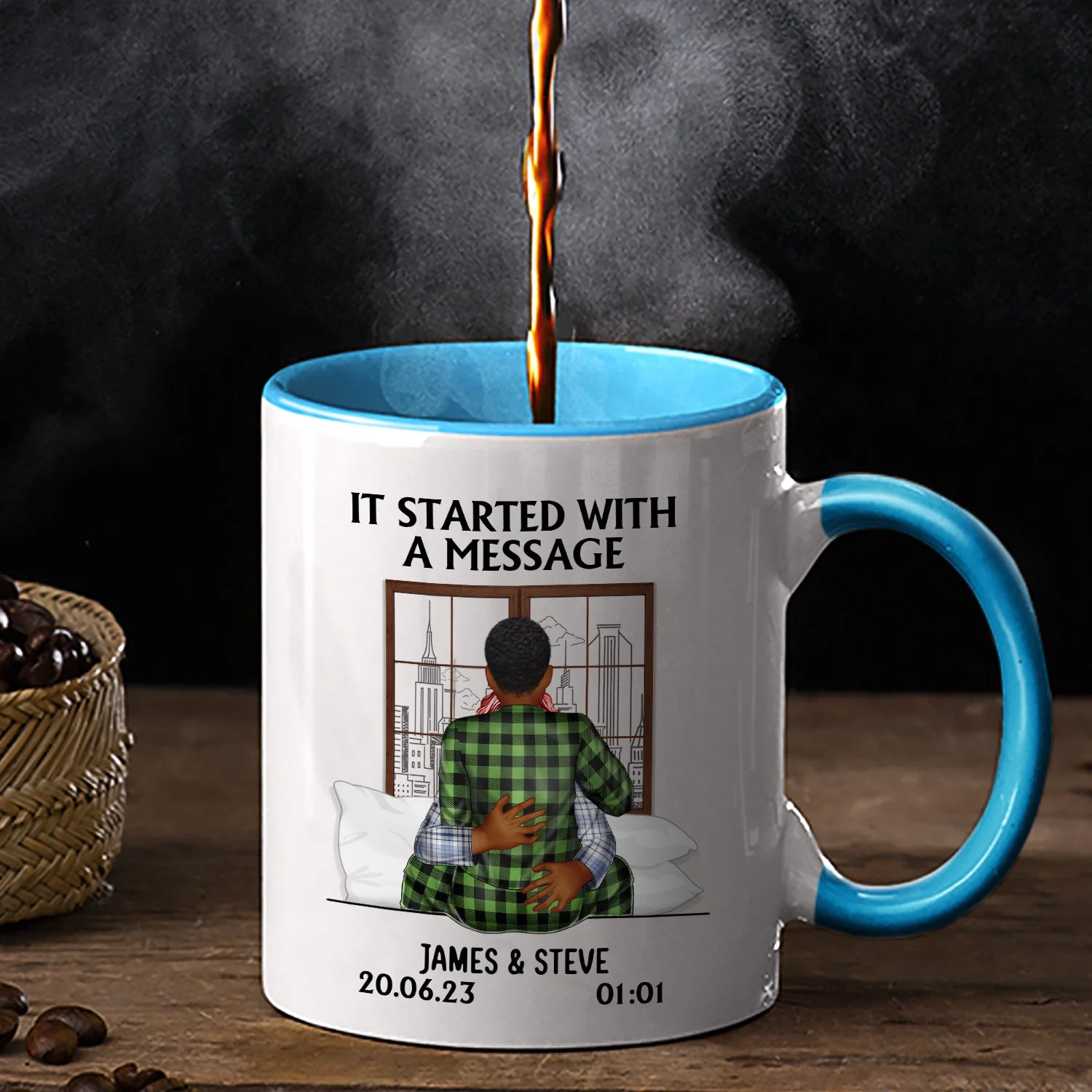 It Started With A Message - Gift For Couples - Personalized Accent Mug - Image 2